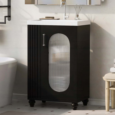 Meuble-lavabo de 20 pouces avec lavabo, tablette réglable et rangement à deux niveaux