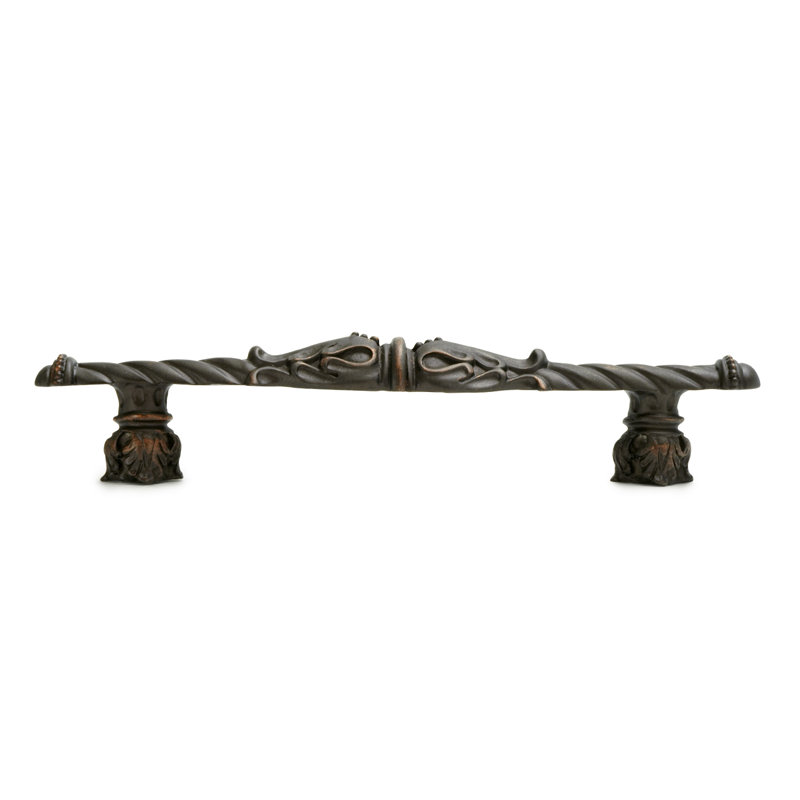 Acanthus 3 inches c.c. pull Romanesque style with column base in Gilded Mercury, 4", Oil Rubbed Bronze