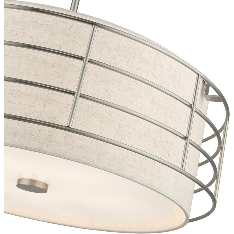 Lustre tambour, H 11 po x l 28 po x P 28 po, 5, Nickel brossé