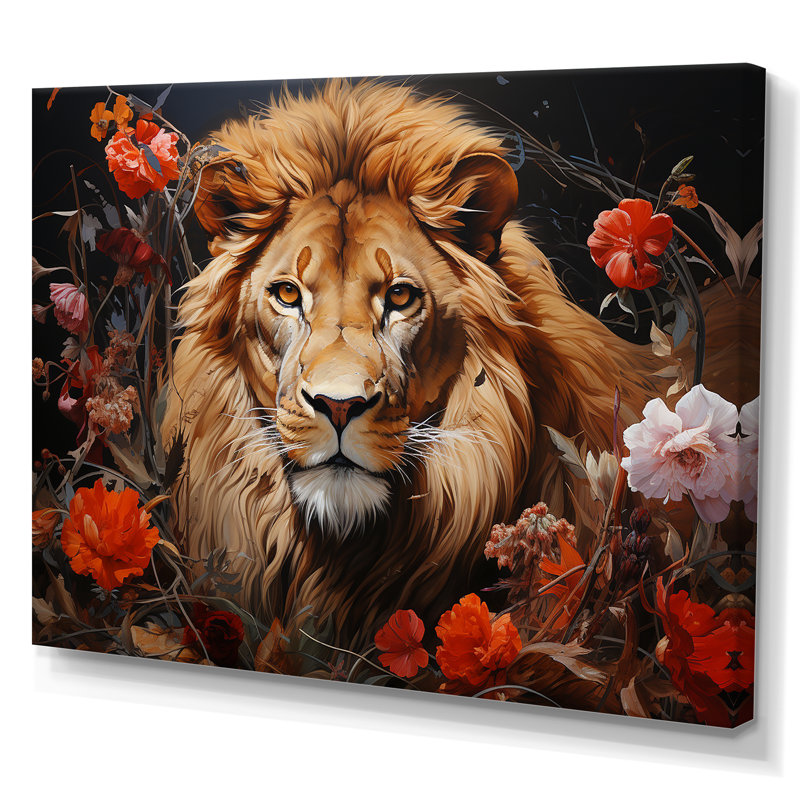 «Lion Wilderness Symphony II», reproduction sur toile, Toile tendue, H 24 po x l 32 po x P 1 po