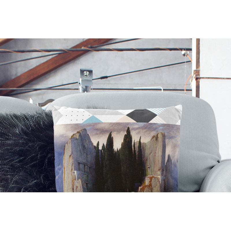 The Isle Of The Dead Vol.2 Square Throw Cushion, 55cm H x 55cm W x 20cm D, Stone