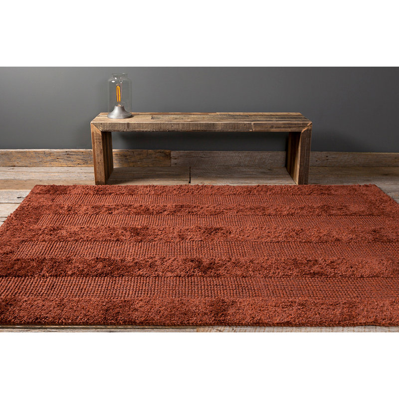 Tapis d'intérieur Gizem tissé à la main en jute rouge uni, Rectangle 3 pi 6 po x 5 pi 6 po