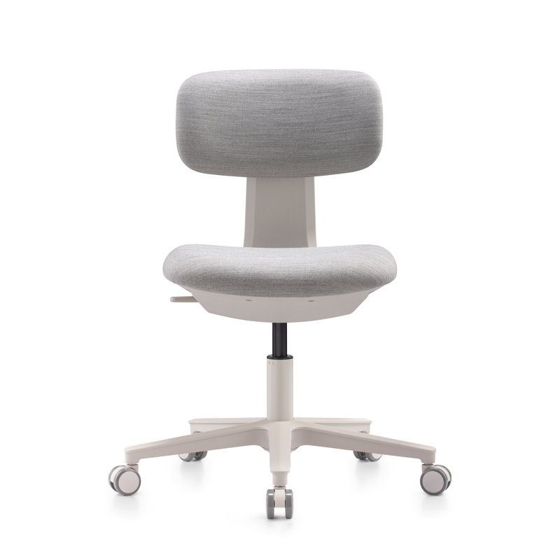 Chaise de bureau ergonomique sans accoudoirs avec hauteur réglable et roulettes lisses, Gris