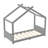 Twin House Floor Bed with Slats, Solid Wood Montessori Bed Frame for Kids, No Box Spring Needed, Gray-390074184-390074191
