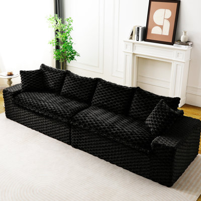 Velours de luxe luxueux en tortue noire multifonctionnel, convient aux après-midi de fin de semaine, 4 sièges, ergonomique, structure, réunions d'amis confortables, structure, facile à entretenir
