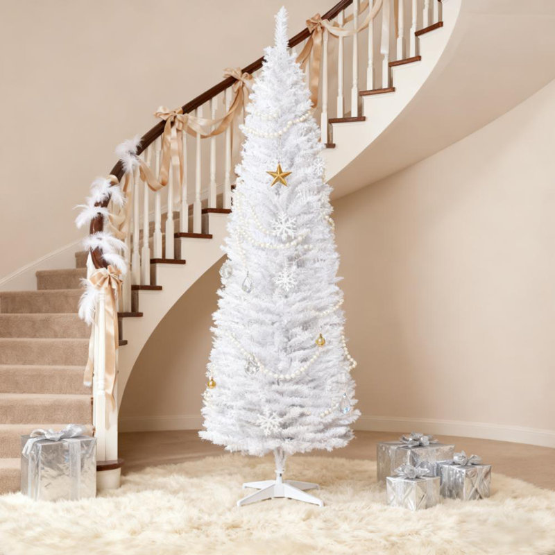 Arbre de Noël artificiel, H 6,9 pi, Blanc