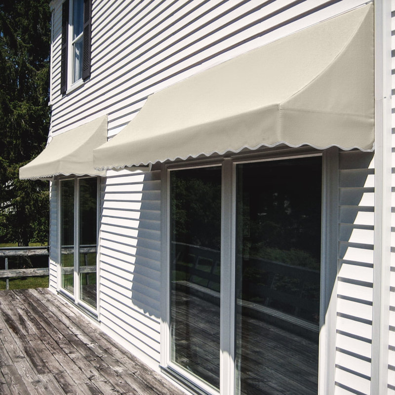 Auvent fixe en tissu acrylique Awantech Nantucket, Lin, H 44 po x l 124,5 po x P 36 po