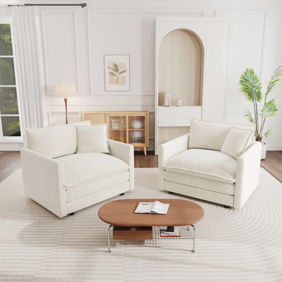 Canapé moderne en tissu pour causeuse pour le salon, canapé 2 places à assise profonde de grande taille avec 4 coussins, chenille