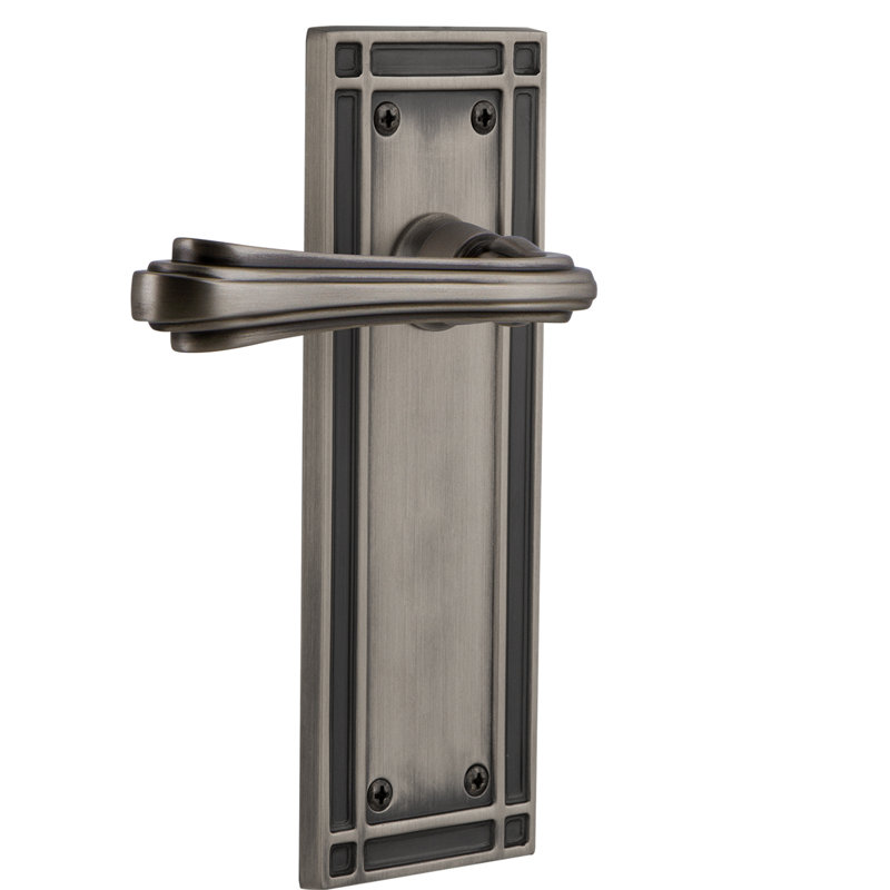 Mission Plate Single Dummy with Fleur Lever, Antique Pewter, Left Handed
