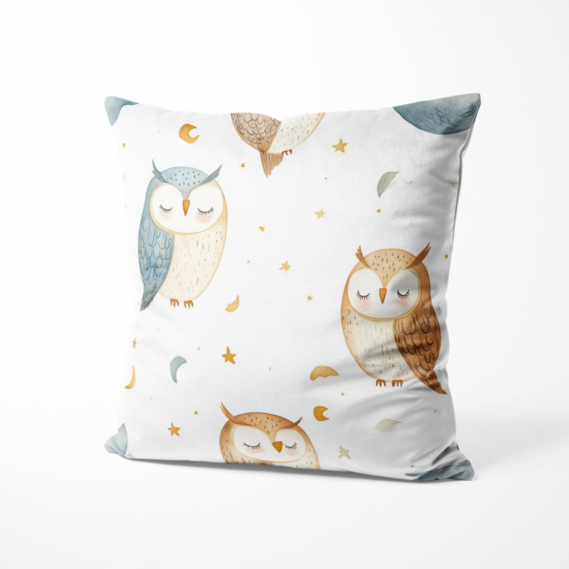 Coussin décoratif à imprimé animal - Coussin Sleepy Owls, H 18 po x l 18 po