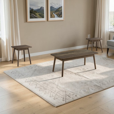 Ensemble de table brun foncé moderne 3 pièces Carsten