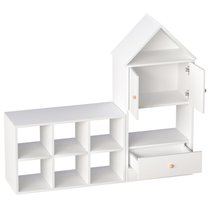 Versatile Children's Bookshelf With House-Shaped Design, Multi-Functional Storage For Books And Toys, Adjustable Placement, Durable Kids Organizer For Playroom Or Bedroom Easy Assembly & Safe For Kid