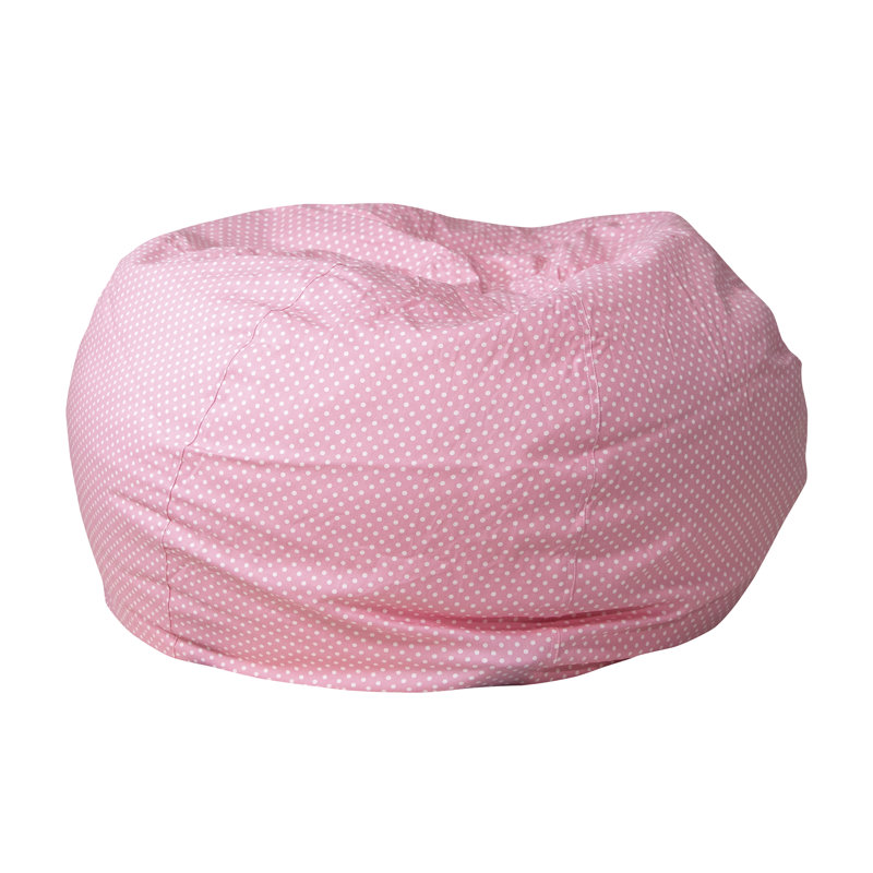 Fauteuil à billes en coton Classic, Sergé de coton rose clair / blanc, Grand