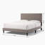Grand lit plateforme gris avec revêtement doux - Créez une chambre à coucher moderne et sereine avec des sangles pour un repos élégant