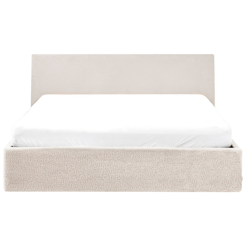 Ottoman Bed Boucle, European King (160 x 200 cm), White