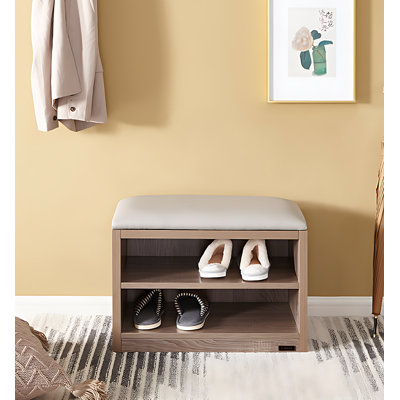Banc rembourré à 2 niveaux avec rangement pour chaussures