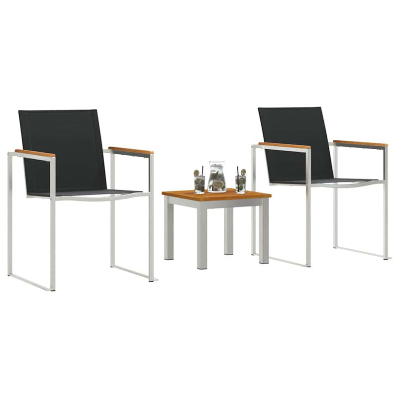 2 - Person Wood Patio Dining Set with Rectangular Table , Cushions Included