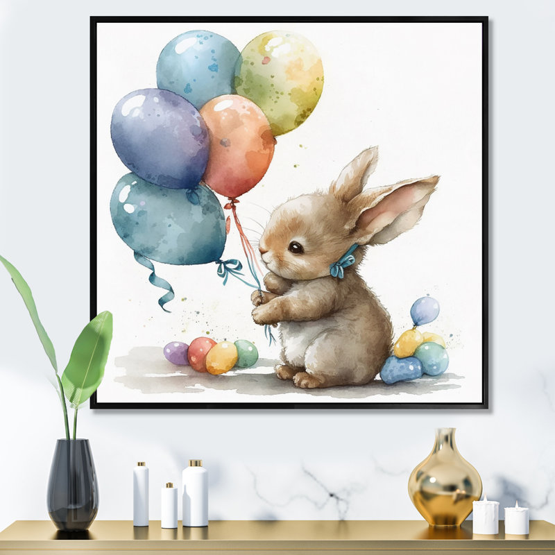 Nursery Bunny Childrens Dream - imprimé, H 16 po x l 16 po x P 1 po, Cadre flottant noir