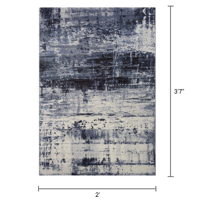 Kellems Abstract Slate Denim Blue Performance Area Rug, Rectangle 2' x 3'7"