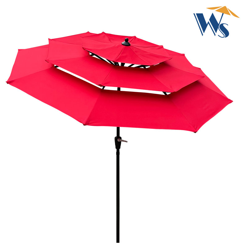 Parasol d'extérieur 9 pi 3 po avec évents - Rouge, convient à un patio d'ombrage de jardin en manivelle facile, une terrasse ombragée et une piscine dans la cour arrière
