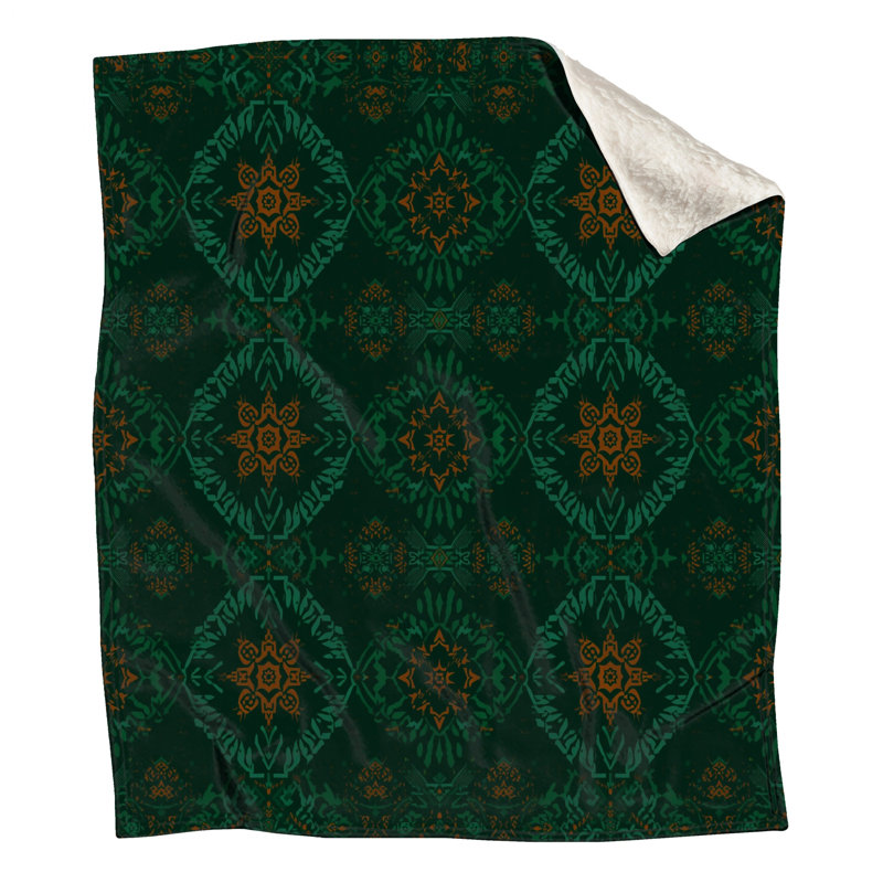 Green Ornamental Pattern Blankets, 50in W x 60in H