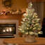 Sapin floqué avec lumières DEL-88089313