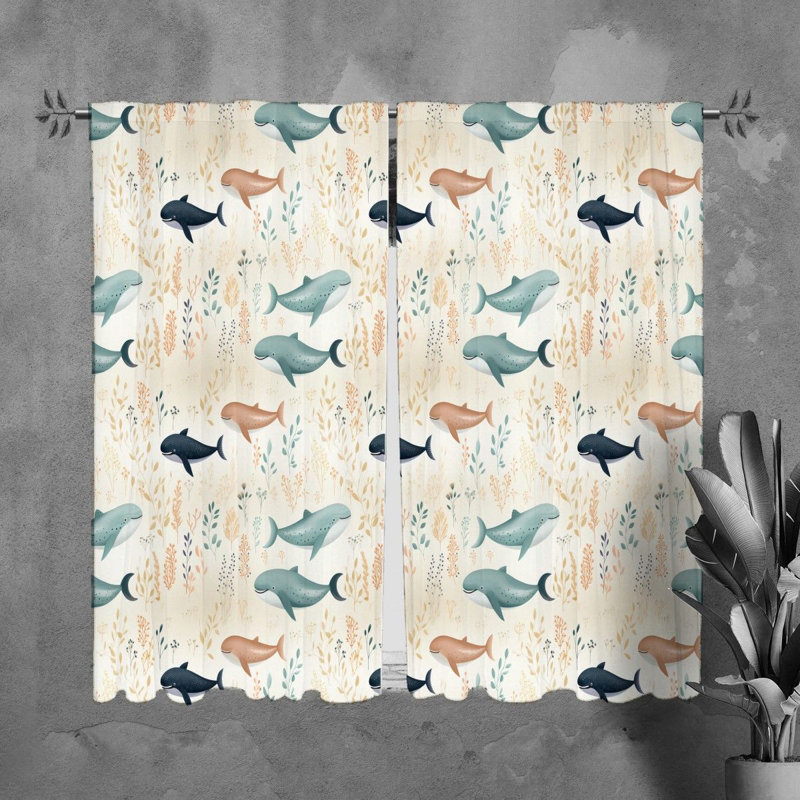 Rideaux baleine baleine animaux, H 61 po x l 20 po