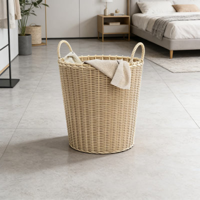Panier à linge de grande capacité de 38 cm, 2 pièces, tissé à la main avec une large ouverture pour un accès facile, durable et lavable pour le rangement de la chambre à coucher, de la salle de bain et du salon