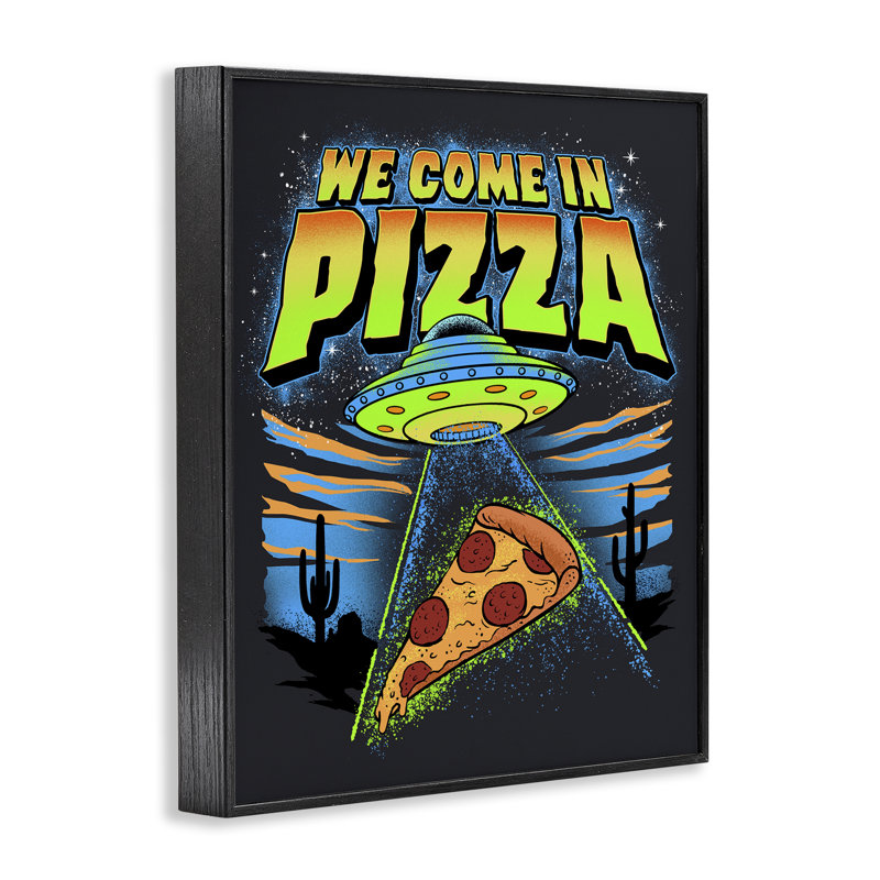 We We In Pizza Aliens, giclée encadrée, design par Jedco Brands, Inc., H 20 po x l 16 po, Giclée encadrée noir minuit