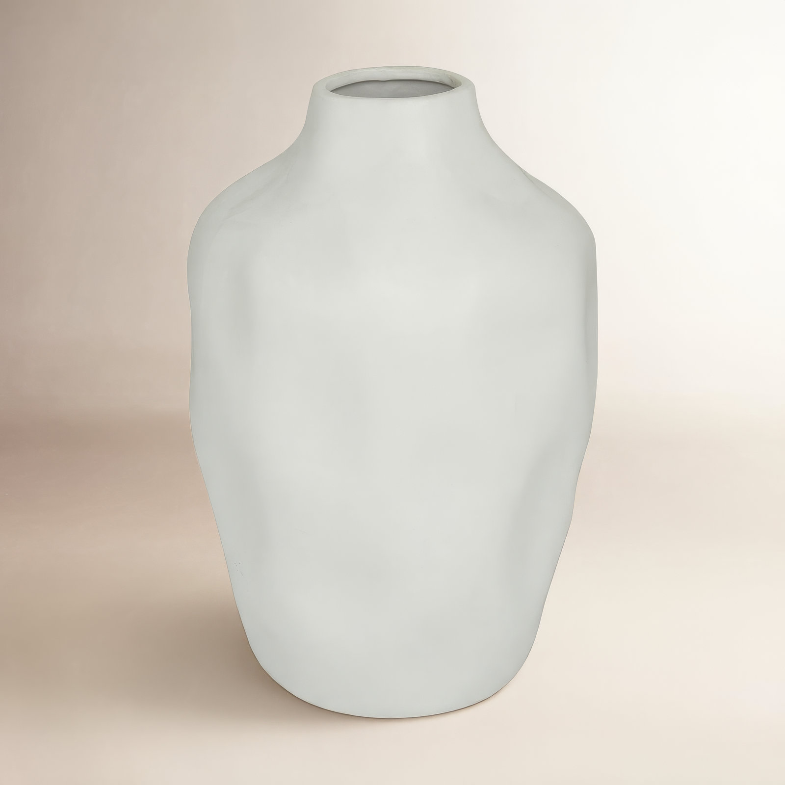 Stoneware Table Vase, White, 13.75" H x 9.15" W x 9.15" D