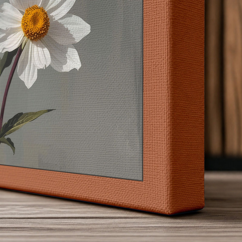 Daisies and Wanderer Botanical - Wrapped Canvas, 30x20 - 76.2 x 50.8 cm, Terracotta Border