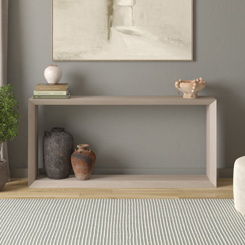 Jasan 64" Wide Rectangular Console Table in Antiqued Grey Oak, Beige