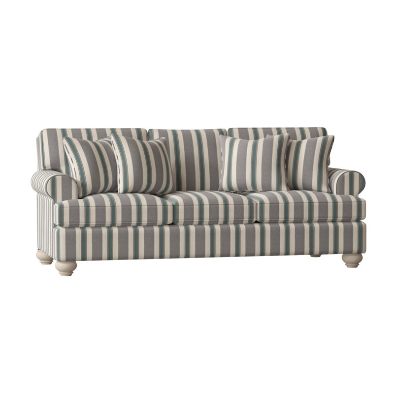 Artisan Landing Upholstered 86'' Sofa, Hatteras, Teal Geometric