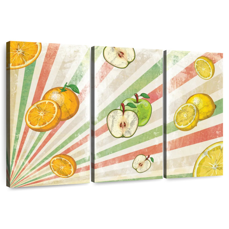 Yarlin Retro Sunburst Fruits, 32" H x 50" W