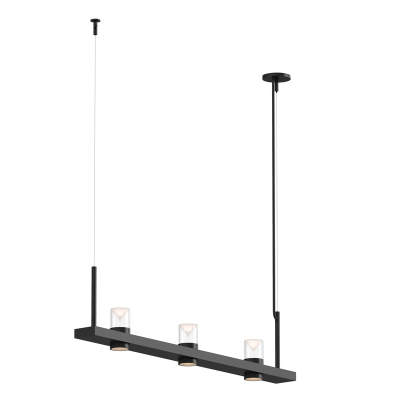 Intervals® 6 - Light LED Pendant, Clear, Satin White, 11.5" H x 48.25" W x 4"D