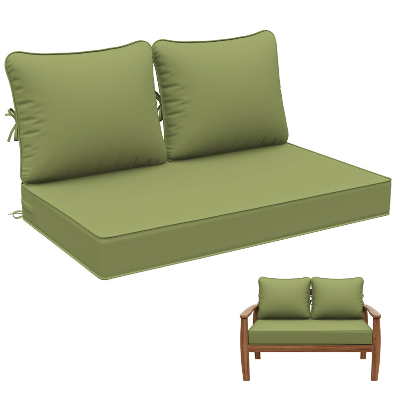 3-Piece Outdoor 5" Replacement Cushion Set Seat/Back Cushion，Only cushions, Light Green