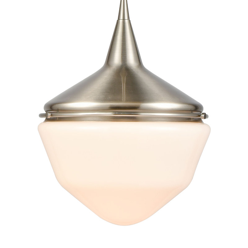 Mini-luminaire suspendu 1 lumière Mid-Century School 12 po - nickel satiné, H 16 po x l 12 po x P 12 po, Nickel