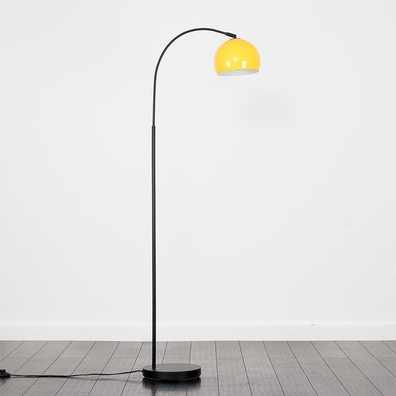 Derosier 152cm Arched Floor Lamp, Yellow, Black