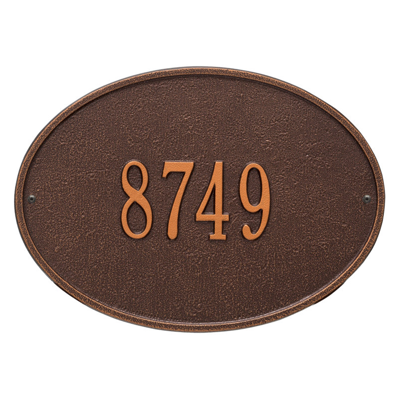 Plaque d'adresse murale 1 ligne Hawthorne, Cuivre antique, Oui
