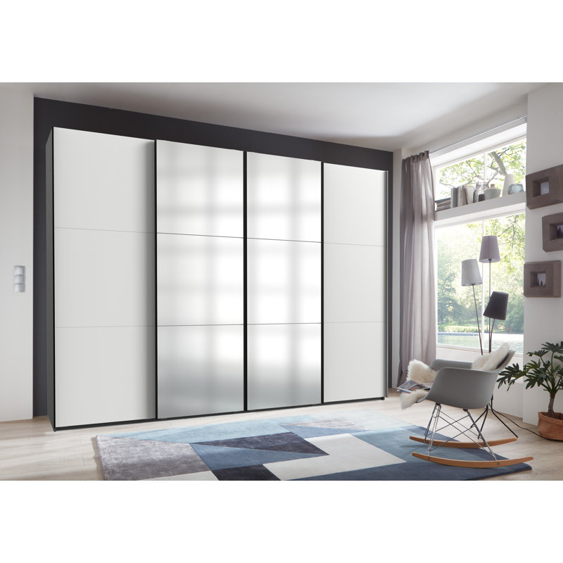 Guardino 4 Door Wardrobe, 216cm H x 300cm W x 65cm D, Graphite