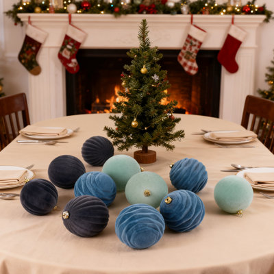 12 Elegant 8cm Mixed Color Christmas Baubles - Textured Spiral Design Ornaments for Festive Christmas Tree Decoration