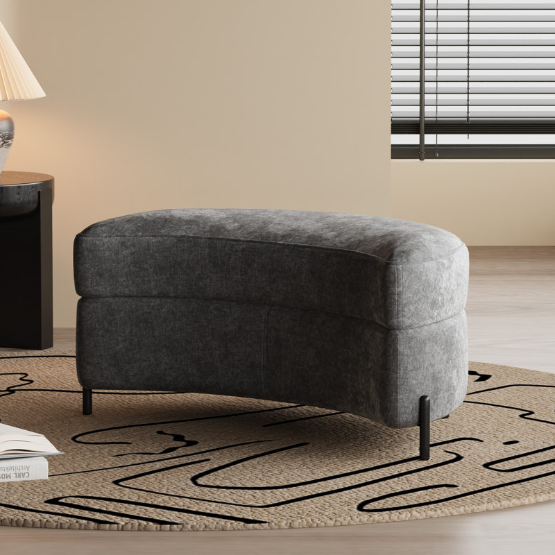 33.9"W Upholstered Storage Ottoman,Dressing Shoe Bench, Gray