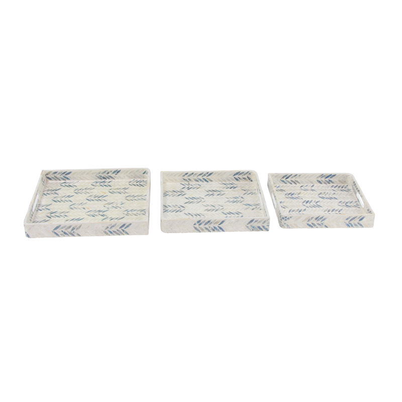 Jason Stoneware Tray - Set of 3, 2" H x 16" W x 16" D