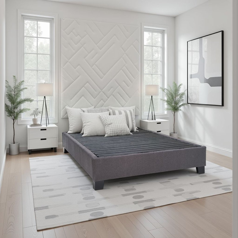 Base de lit tapissier très moderne Modern, gris anthracite Contempo, gris, Très grand