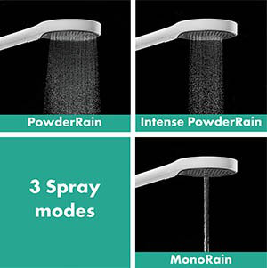 Hansgrohe Rainfinity Handheld 3-Jet Showerhead 130, Matte Black, 2.5 GPM