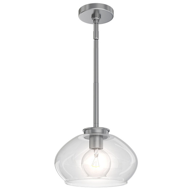 Kinsmon Plug & Play 1-Light Pendant in Transitional and Modern Style-65.24 Inches Tall and 10 Inches Wide, Brushed Nickel