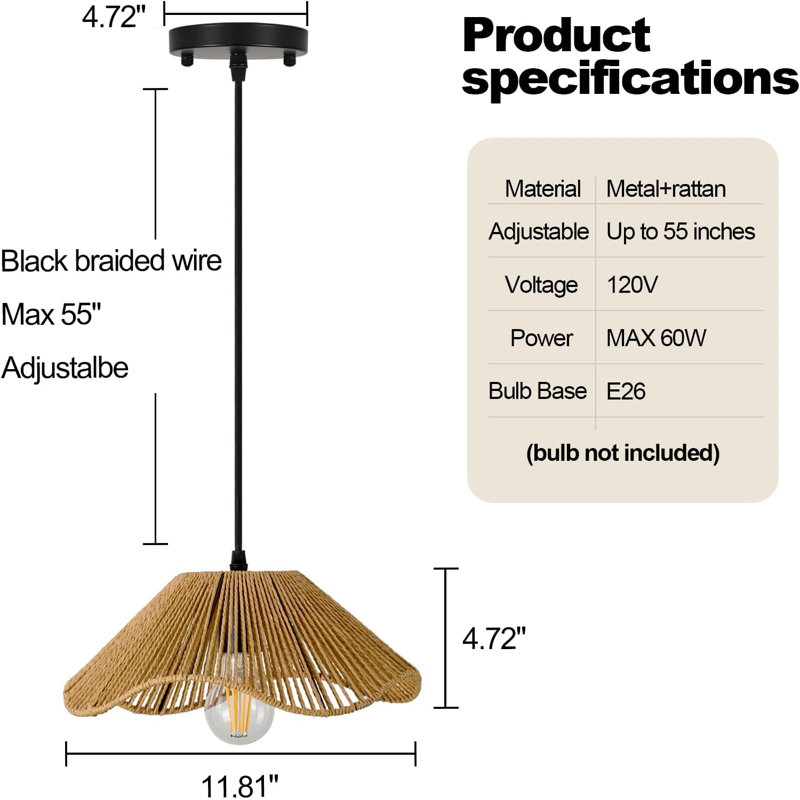 Ensemble de 2 luminaires suspendus en rotin