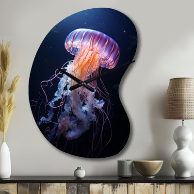 Facunda Ethereal Glow Jellyfish II - horloge murale en forme de méduse