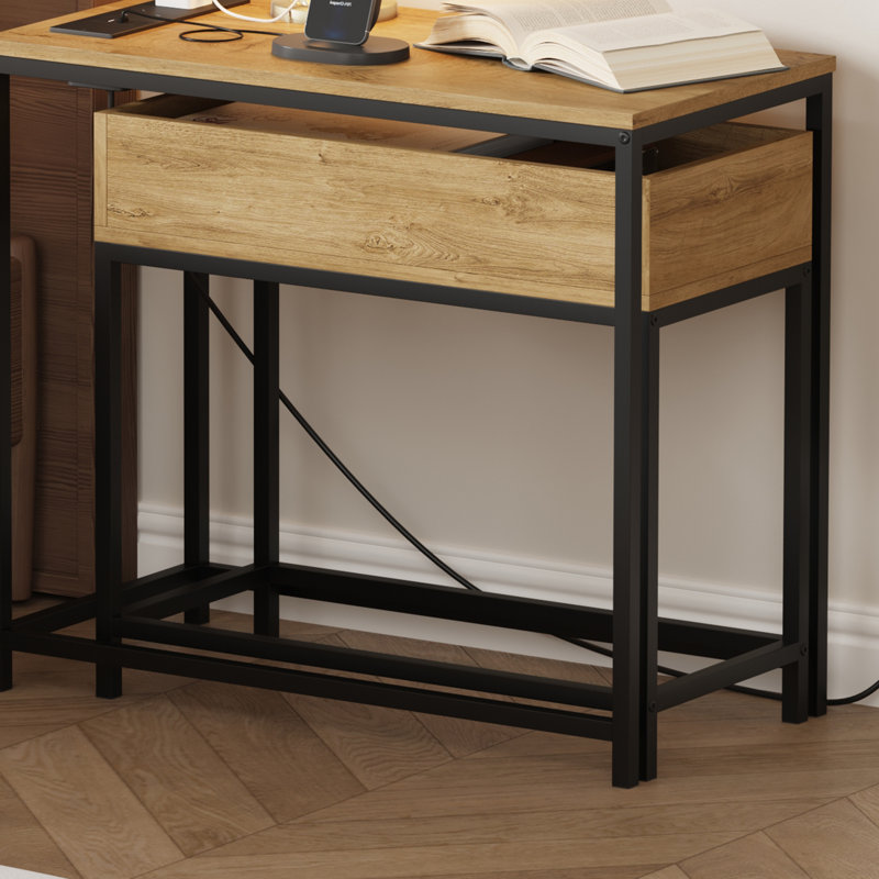20 cm W Bedside Table, Oak Set of 2