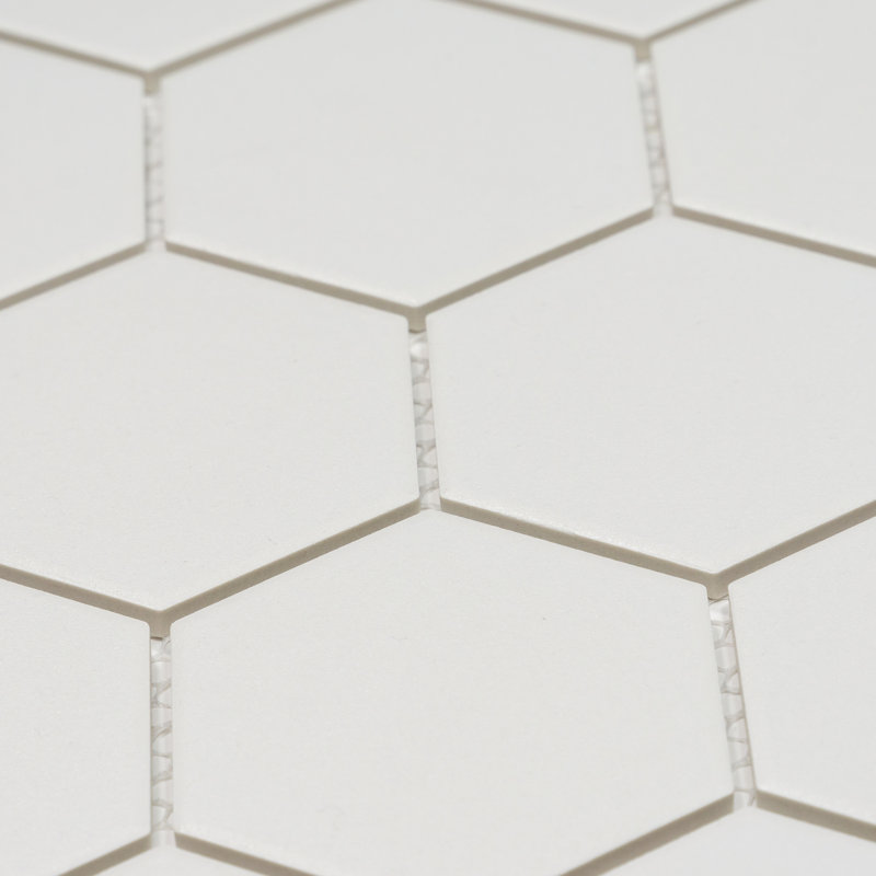 Sage 3" x 3" Hexagon Porcelain Matte Mosaic Tile, White